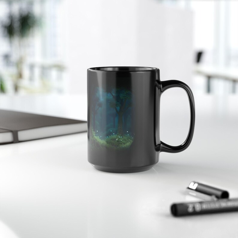 Taza Mystic Woods impresa en 3D (11/15 oz) / Cerámica sin BPA, diseño de bosque imagen 5