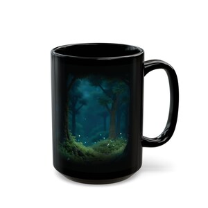 Taza Mystic Woods impresa en 3D (11/15 oz) / Cerámica sin BPA, diseño de bosque imagen 3