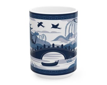Blue Willow China Mug: Vintage Inspired Ceramic Coffee Cup