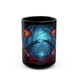 Fantasy Forest Mug: Glowing Mushroom & Crystal Cottagecore Coffee Cup