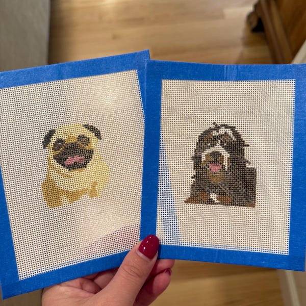 Custom Needlepoint Canvas of Pets