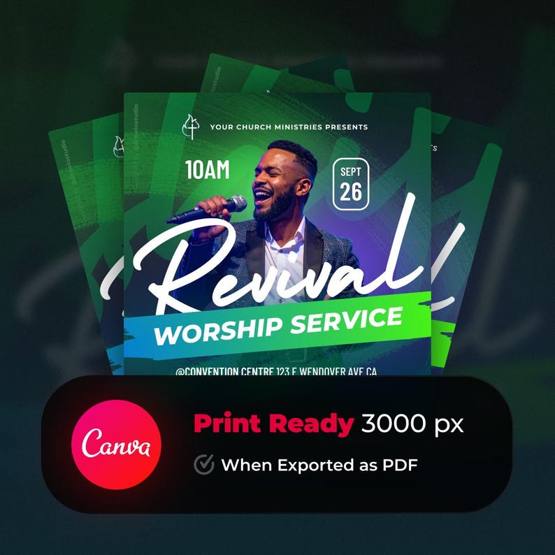 Revival Flyer.pdf Revival Worship Service Flyer Template: Editable Church Event Design ...