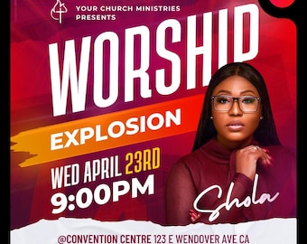 Church Worship Event Flyer Template: Customizable Canva Design (Digital Download)
