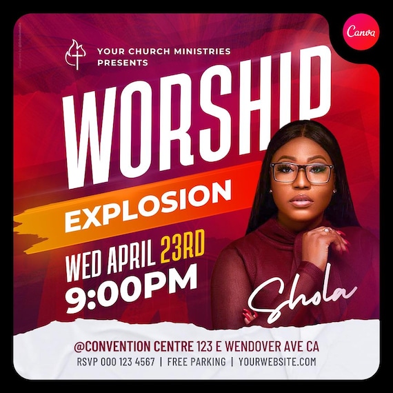 Church Worship Event Flyer Template: Customizable Canva Design (Digital Download)