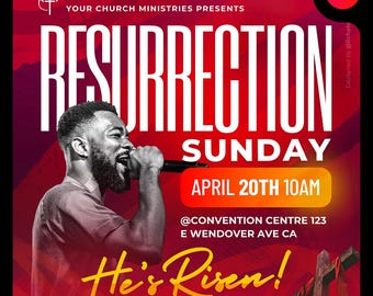 Resurrection Sunday Flyer: Church Event Canva Template (Digital Download)