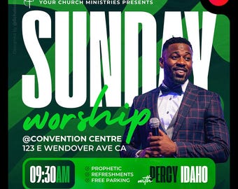 Sunday Worship Service Flyer Template: Editable Church Event Design (Canva, Digital Download