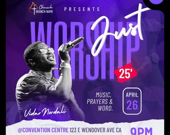 Church Worship Flyer Template: Customizable Canva Design (Digital Download)