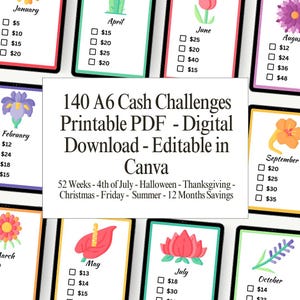 A6 Savings Challenge Bundle: Cash Stuffing Kit (Digital Download)