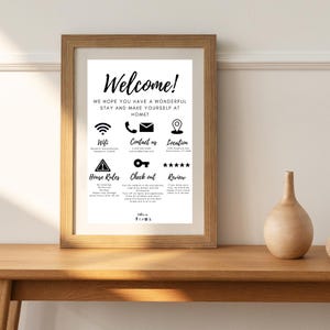 Airbnb Willkommensschild: Beach House Rules Poster (Canva Template Digitaler Download, A4 / US Letter Größen)