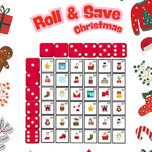 Christmas Savings Dice Game: Roll & Save Challenge (Printable Canva Template)