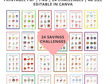 24 Mini Savings Challenge Printables: A6 Budget Binder (PDF, PNG)