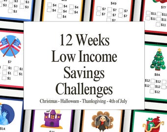 12-Week Savings Challenge: Holiday & Grocery Budget (Digital Download A6 Size Canva Template)