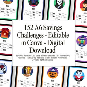 Cash Stuffing Savings Challenge Bundle: Budget Binder, Sinking Funds (Printable/Digital A6 Size)