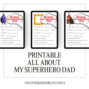 All About My Hero Father's Day Gift Dad's Birthday Gift Personalized Dad Gift from Kids Gift for Dad DIY Father's Day All About My Dad Daddy