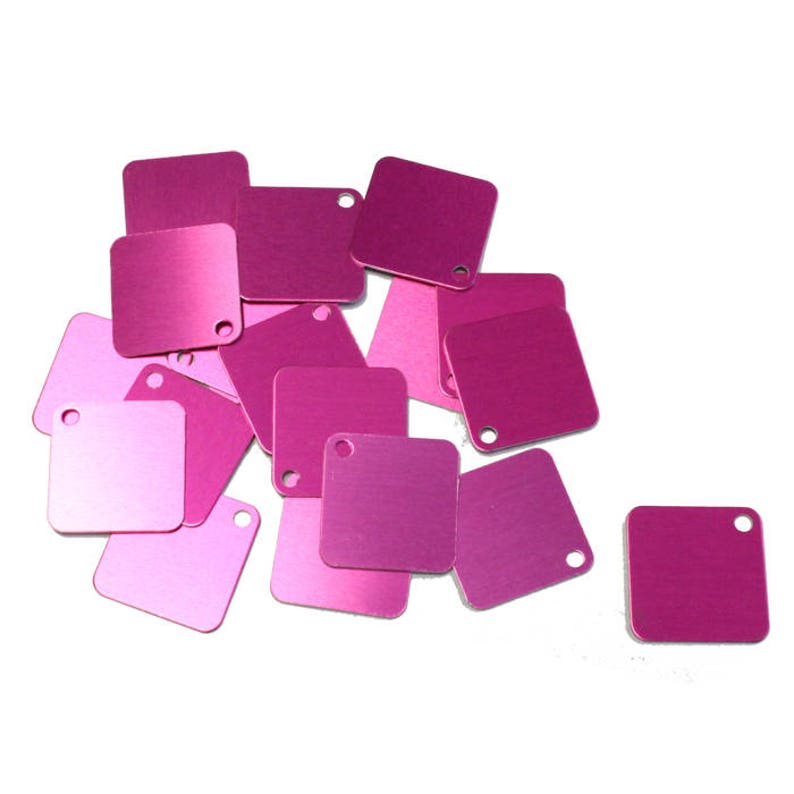 PINK 25mm Square Anodized Aluminum Tags / 25 Pack / blank tags Etsy
