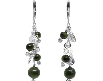 BC Jade Galaxy Earrings / 60mm length / sterling silver leverbacks