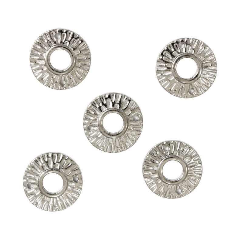 TierraCast Radiant Round Link 5 Pack pewter with a bright rhodium finish necklace 2 hole connector link 94-3110-61