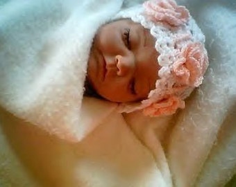 PDF Crochet Pattern 03,Baby Girls Floral Pattern,Baby Rose Flapper,Infant Beanie,Open Lacy Pattern,Newborn Hat,Floral Hat by CarussDesignZ