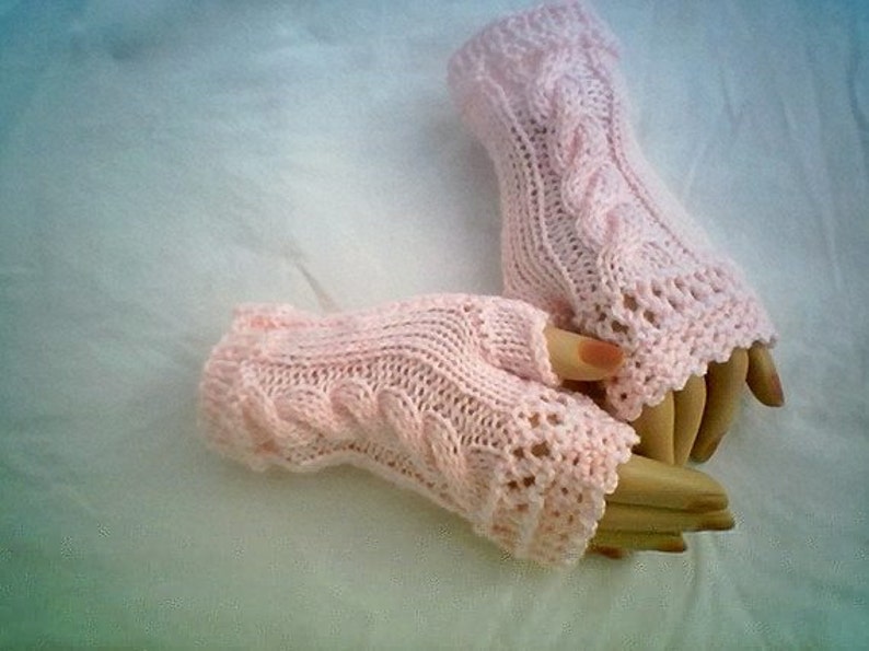 PDF Pattern 069,Cable Knit Gloves,Fingerless Gloves Knitting and Crochet by CarussDesignZ image 5