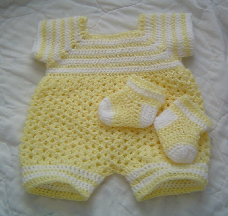 PDF Pattern 064,Baby Boys Yellow Sunshine Pattern,Baby Crochet Romper,Infant Bubblesuit by CarussDesignZ image 5