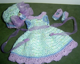 PDF Crochet Pattern, 3PC Doll Dress Set,Fits 12" Dolls by CarussDesignZ 53