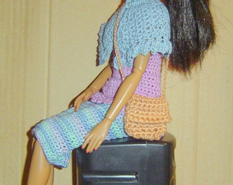 PDF Pattern 157, Tonner 16" City Girls, Houston Lilac 3Pc Crochet Pattern,Doll Clothing,Caplet,Purse by CarussDesignZ
