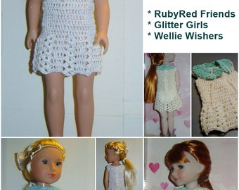 PDF Pattern 127,Ruby Red Fashion Friends™,Wellie Wisher,Glitter Girls,Crochet Collar and Dress,14"-14.5" Dolls by CarussDesignZ