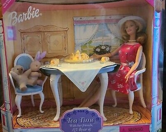 Mattel 1999 Fashion Dolll Vintage Tea Time with Her Friends Lil Bear & Bunny, CarussDesignZ