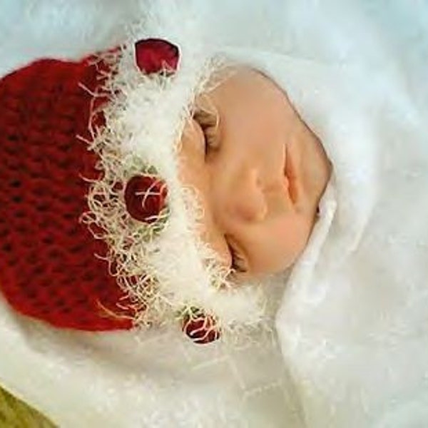 PDF Pattern 013, Baby First Christmas,Crochet Baby Beanie,Infant Holiday Hat Pattern by CarussDesignZ