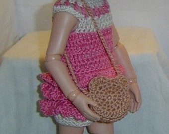 PDF Pattern 113,14&quot; Inch Dolls,Ruffled Romper,Doll Shoes,Bear Purse,Hat,4Pc Set,Size 3 Crochet,by CarussDesignZ