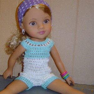 PDF Pattern 122,Summer Comfort,Dress,Romper,Hat,Crochet Doll Pattern,Fits 14&quot;-15&quot; Multiple by CarussDesignZ