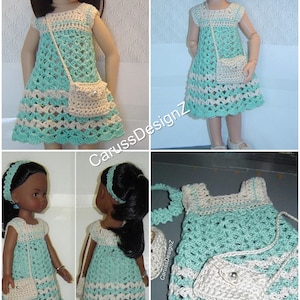 PDF Pattern 121,Fits Multiple 13&quot;-14&quot; Child Dolls,Classic Shells 5Pc ,Two Dress Length,Size 10 and 3 Thread by CarussDesignZ