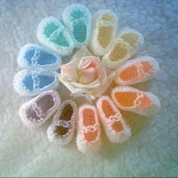 Patrón de crochet PDF 023, Mary Janes rápidas, Zapatos sin cordones para bebé, Zapatos de crochet para reborn, Descarga digital por CarussDesignZ