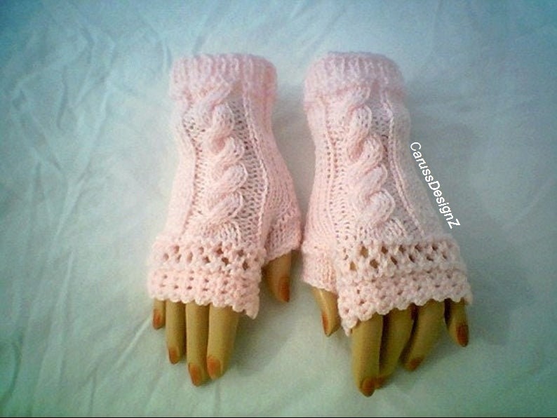 PDF Pattern 069,Cable Knit Gloves,Fingerless Gloves Knitting and Crochet by CarussDesignZ image 1