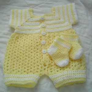 PDF Pattern 064,Baby Boys Yellow Sunshine Pattern,Baby Crochet Romper,Infant Bubblesuit by CarussDesignZ image 2