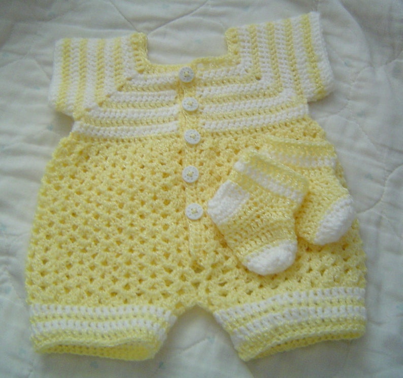 PDF Pattern 064,Baby Boys Yellow Sunshine Pattern,Baby Crochet Romper,Infant Bubblesuit by CarussDesignZ image 2