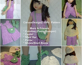 PDF Pattern 123,Maru 13" Mini Pal & Friends,Crochet Doll Clothing 10PC Pattern,Several variations Ensemble by CarussDesignZ
