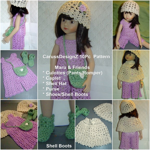 PDF Pattern 123,Maru 13" Mini Pal & Friends,Crochet Doll Clothing 10PC Pattern,Several variations Ensemble by CarussDesignZ