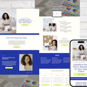 Showit voor landingspagina&#39;s, Showit-sjabloon voor landingspagina&#39;s voor coaches en makers van cursussen, website met één pagina, sjabloon voor Showit-verkooppagina&#39;s