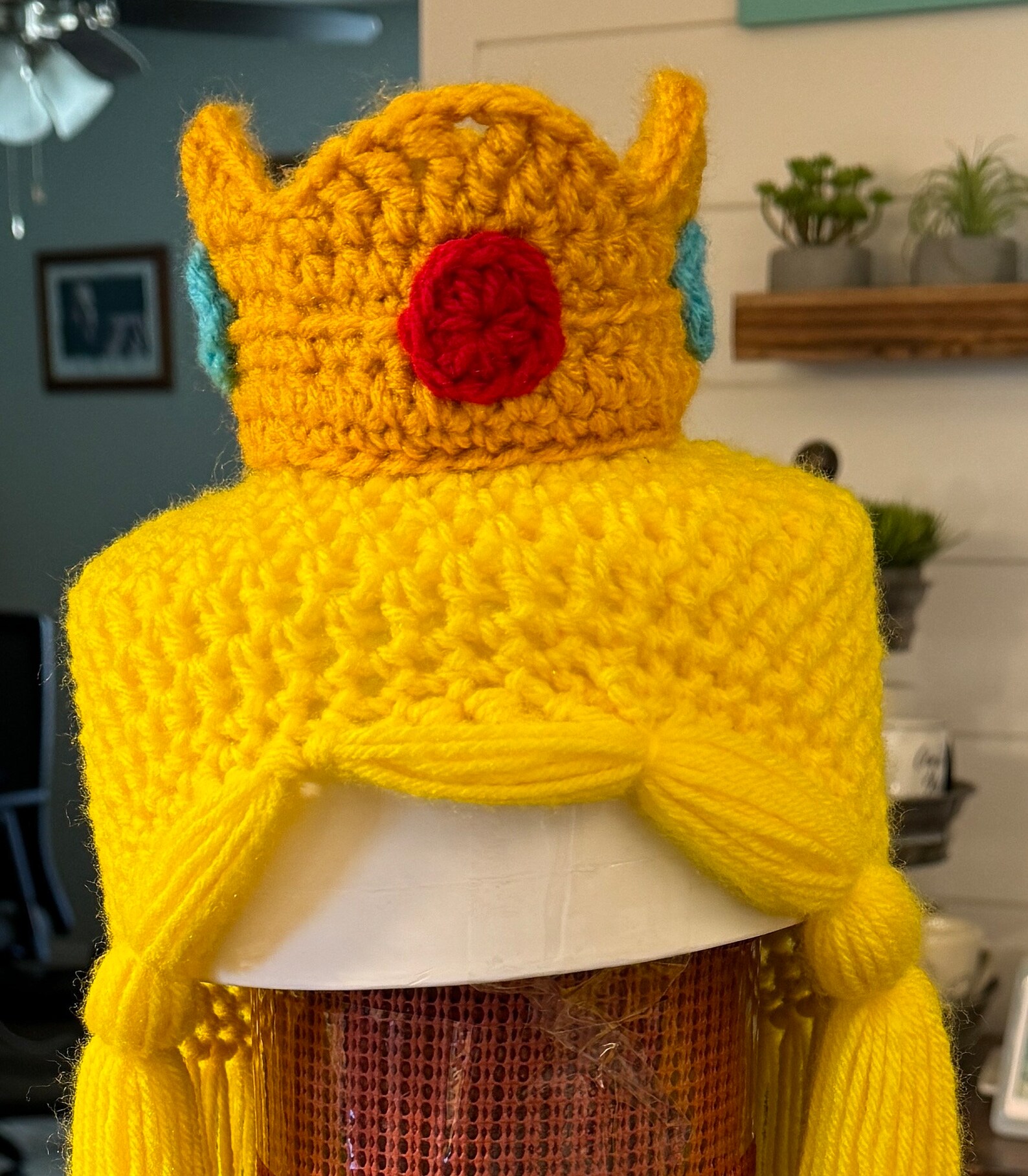 Princess Peach Hat Costume Wig Hand Crocheted Etsy