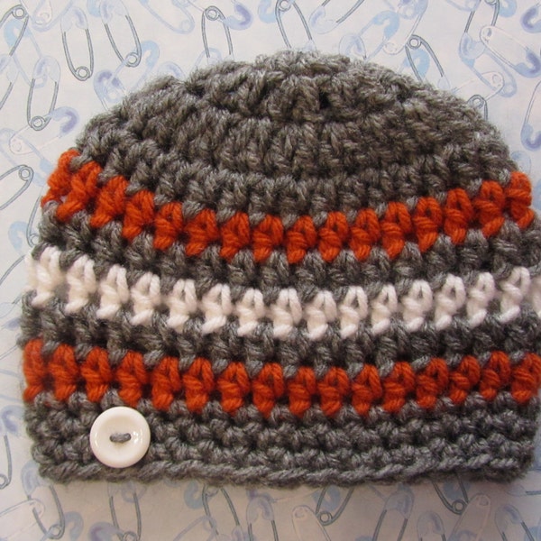 Newborn Baby Boy Beanie Cap With Button