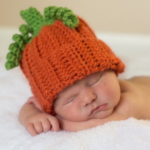 Pumpkin  Hat - Newborn - Photographer's Prop - Hand Crocheted - Costume - Fall Hat