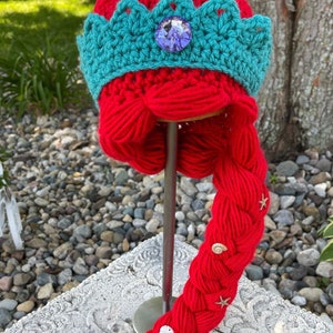 Ariel Mermaid hat - Costume Wig - Child Sizes to Adult Size - Hand Crocheted