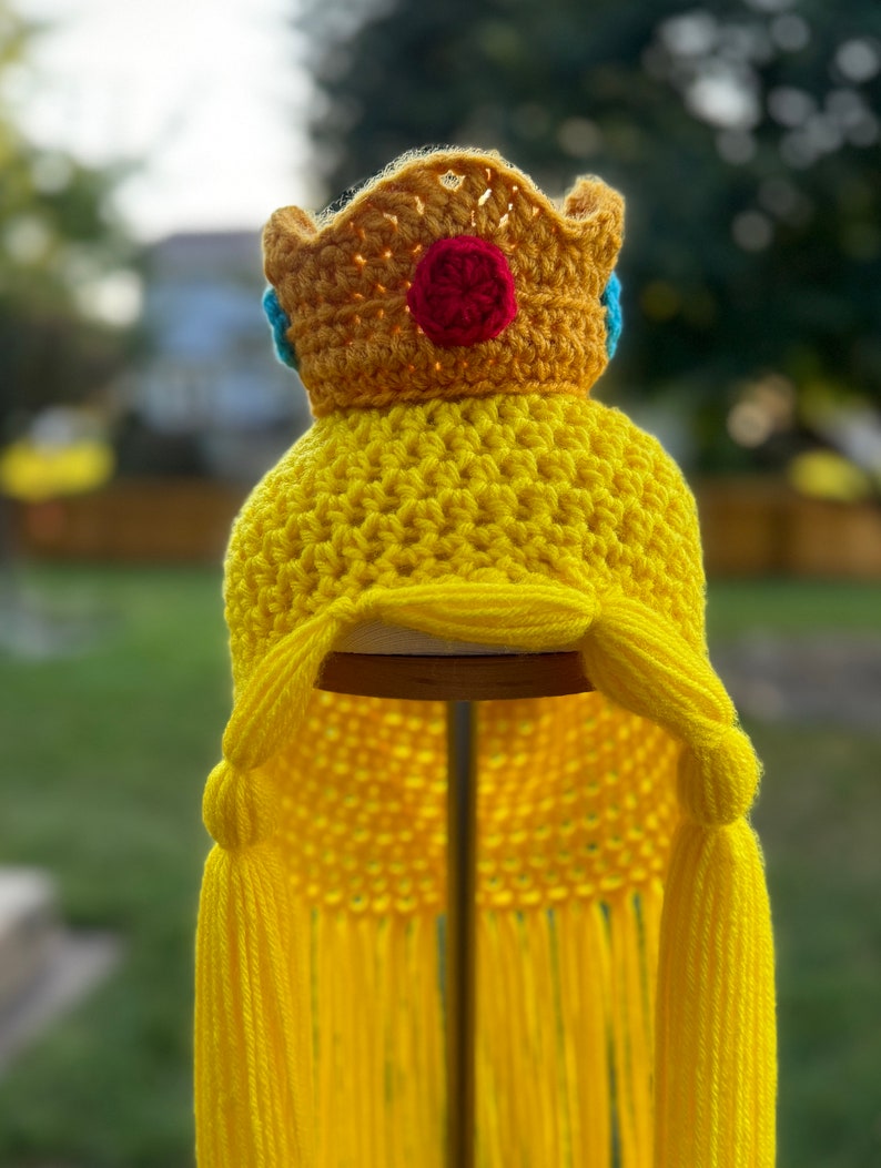 Princess Peach Hat Costume Wig Hand Crocheted Etsy