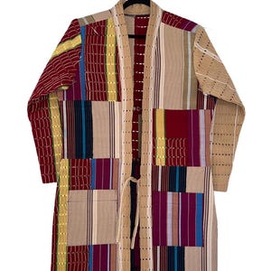 Modern Aso-Oke Kimono Jacket – Luxury Authentic Nigerian Handwoven Vintage Fabric Africa