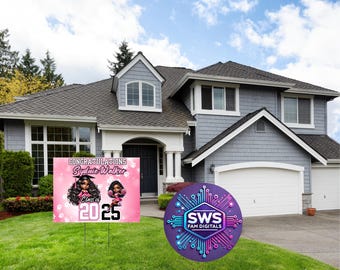 Pink Graduation Yard Sign Editable Canva Template