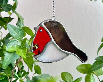 Stained Glass Robin |  Gift | Robin Gift | Robin Remembrance Gift | Robin Suncatcher | Robin ornament | Robin Bird | Grief Gift