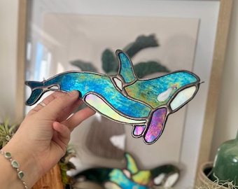 Stained Glass Orca Killer Whale |  Gift | Ocean Lover Gifts | Orca Wall Art | Orca Christmas Gift | Orca Decoration