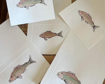 Custom Fish Themed Cards, Hand Painted, Salmon and Rainbow Trout, Fish Inspired Card and Envelope Included, Personalized Message