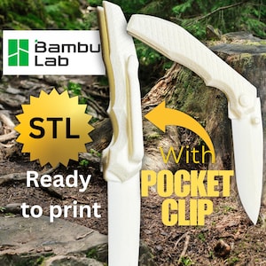 3D Printed folding knife with clip. STL